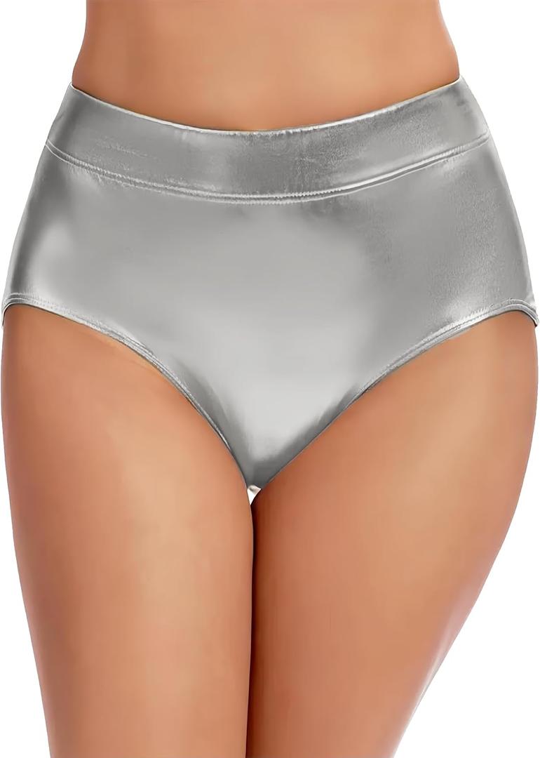Wildarms Womens Metallic Booty Shorts Shiny Rave Bottoms High Waisted Festival Dance Mardi Gras Shorts Hot Pants, Large