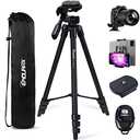 Endurax 60'' Camera Tripod Camera Stand for Canon Rebel Eos Nikon DSLR, Travel Tripods for Phone Tablet with Remote Black