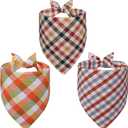 5 x Fall Dog Bandanas Small 3PCS, 6 Pattern Thanksgiving Scarf for Boy and Girl, Pumpkin Leaves Flowers Triangle Reversible Bibs Breed for Puppy Pets