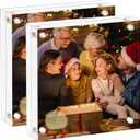 AMEITECH Acrylic Picture Frame 6x6-2 Pack, Clear Double Sided Frameless Photo Frame with Magnetic, Free Standing Desktop Acrylic Frame Display, Lucite Frame with Gift Box Package