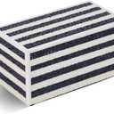 Handicrafts Home Small Decorative Box with Lid– 8x4x4” Trinket, Remote Control & Keepsake Memory Box, Decorative Accent for Coffee Table, Shelf, Mantle & Boho Home Decor- Monochromo Strip- Black White