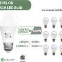 evelor 6-Packs A19 LED Light Bulbs,100 Watt Equivalent 2700K Soft Warm White Bright Bulbs Efficient 13W,1500 Lumens E26 Base, Non-Dimmable, 15000-Hour Lifespan for Bedroom, Living Room, Office