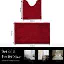 Bathroom Rugs Chenille Bath mat 2 Piece Set, Super Absorbent, Strong PVC Non Slip Backing, Bath mats for Bathroom, Plush Shaggy, Thick, Machine Washable, Bathtub, Toilet.(Burgundy)