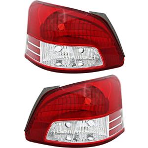 Tail Lights Assembly Pair for 2007 2008 2009 2010 2011 Toyota Yaris 4-Doors Sedan Red Taillights Rear Back Brake Lmaps Replacement Driver and Passenger Side,Chrome Housing Clear Lens