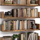 Floating Bookshelves for Wall - Wall Mounted Bookshelf Set of 4, U-Shaped Hanging Bookshelf for Bedroom, Living Room & Office, Wall Book Shelf for Home Decor & Storage (4, Rustic Brown, 23.63 Inches)