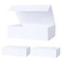 Aimyoo Small White Collapsible Gift Box with Magnetic Closure Lids 10.5x7x3 in, Bridesmaid Groomsman Proposal Boxes, Rectangle Storage Box 2 Pack
