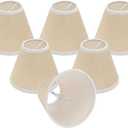 Wellmet Small Lamp Shade,ONLY for Candle Bulbs,Clip-on Drum Lamp Shades,Set of 6, 3" X 6" X 5", Linen