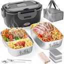 Geveniss Electric Lunch Box for Men, Women & Adults - 80W Fast Heating - Heated Lunch Box with Dual 1.5L SS Containers - Portable Food Warmer for Car, Truck, Officeittle 