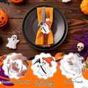 Halloween Napkin Rings Set of 8, Spooky Napkin Ring Holders Pumpkin Witch Hat Ghost Alloy Napkin Ring Buckle for Halloween Party Kitchen Dinner Table Decorations