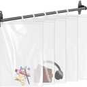 Locmeo 24 Pcs Hanging Storage Bags Large Hook 14 x 21 Inches Clear Hanging Book with Hook Bags for Classroom Pouch for Home Library School Organization