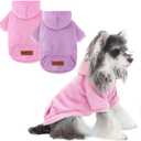 2 Pack Dog Hoodie Warm Hood Dog Sweater Cold Weather Small Dogs Sweatshirt Comfort Pet Clothes with Pockets Cats Chihuahua Clothes for Male Female Girl Boy Sporty Daily Wear (S (Back: 9.45", Chest: 14.9"), Pink+Purple)