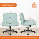 Orange Factory Criss Cross Chair Wheels Wide Cross Legged Office Desk Vanity Chair Comfy Fabric Armless Adjustable Swivel for Home Computer Task (Mint Wheel, Fabric), 35.6 inches x 25.5 inches x 20 inches