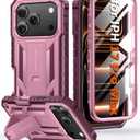 FNTCASE for iPhone 17 Pro-Max Case: Military Grade Drop Proof Protection Mobile Cover with Kickstand | Matte Textured Rugged Shockproof TPU | Protective Sturdy Phone Case - 6.9 inch Rose Pink