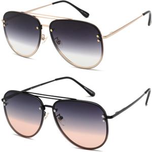 Trendy Oversized Aviator Sunglasses Womens, Retro Cute Big Shades Women's Fashion Sun Glasses UV Protection VF2203
