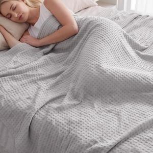 REDKISS Waffle Cooling Throw Blanket 60" x 90" - Lightweight Breathable Viscose Derived from Bamboo for Hot Sleepers, Soft Summer Throw Blanket for Couch Bed, Gray
