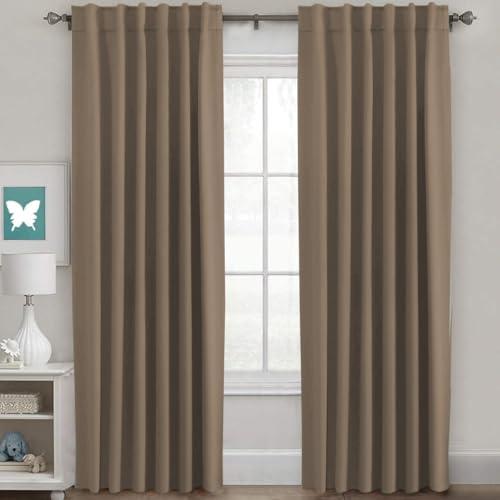 H.VERSAILTEX Blackout Curtains Thermal Insulated Window Treatment Panels Room Darkening Blackout Drapes for Living Room Back Tab/Rod Pocket Bedroom Draperies (2 Panels, Macchiato, 52 x 84 Inch)