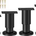 Wlrrcwdttc 4 Pcs Metal Adjustable Furniture Legs 3.15-4.72 inch, Adjustable Cabinet Legs for Sofa/Bed/Chair/Couch/Dresser/Table, Heavy Duty Bed Replacement Support Legs for Bed Frame/Bed Center Slat