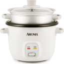 AROMA Rice Cooker, 2-Cup (Uncooked) / 4-Cup (Cooked), Steamer, Grain Cooker, Soup Maker, Oatmeal Cooker, Auto Keep Warm, 1 Qt, White, ARC-302-1NG