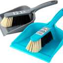 MR.SIGA Dustpan and Brush Set, Pack of 2 Set, Blue & Grey