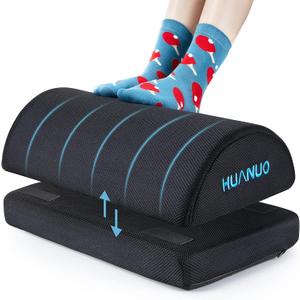 HUANUO Foot Rest for Under Desk at Work, with 2 Optional Covers for Replacing, Double Layer Adjustable Foot Rest for Office, Home, Airplane, Travel