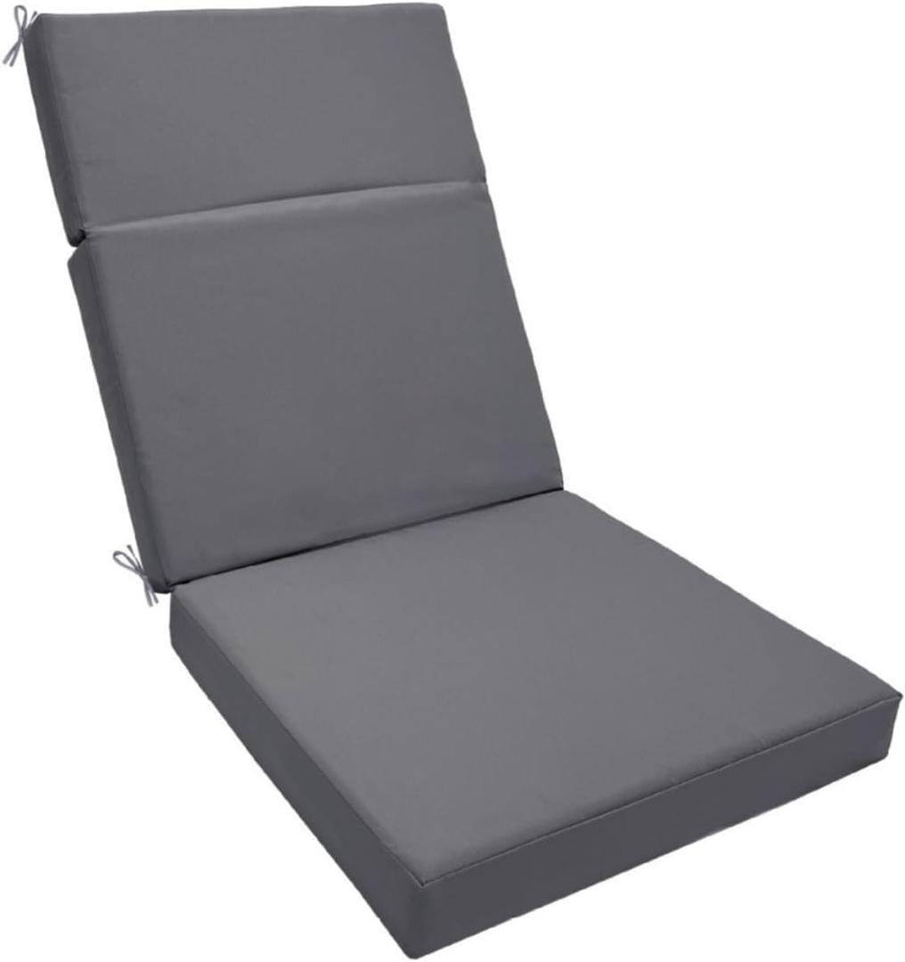 Outdoor High Back Chair Cushion Waterproof Lounger Replacement Cushions Patio Lounger Pads with Ties Adirondack Chair Cushion, for Outdoor (Dark Grey)