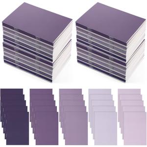 Eaasty 50 Pcs Mini Notebooks Bulk Small Pocket Notepads Journals Lined Paper Gradual Cover Paper for Coworkers Nurse Teacher Employee Office Social Worker (Purple)
