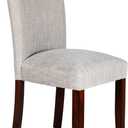 Benjara Fabric Upholstered Wooden Parson Dining Chair with Splayed Back, Gray and Brown