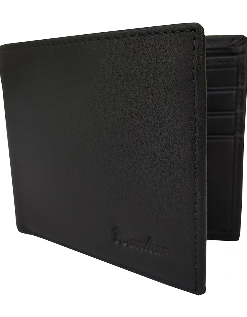 Genuine Leather Bifold Wallet for Men, Classic Black Wallet, 6 Card Slots 3 cash pockets,Gift For Men,Money Clip Mens Wallet (65995-3)