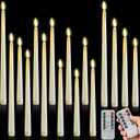16 Pcs Flameless Taper Candles with Timer Remote 8.5" 9.6" 10.8" 12.8" LED Taper Battery Operated Flameless Candlesticks Flickering Candles for Halloween Christmas Wedding(Ivory)
