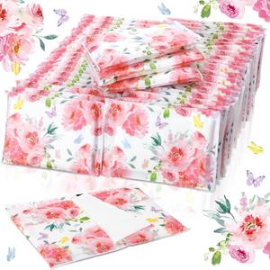 Geyee 50 Packs Tissue Travel Size Facial Paper Napkins Travel Packs Disposable Pocket Tissues for Wedding Guest Traveling School Purse Home Supplies, 500 Sheets 3 Ply(Spring Floral)