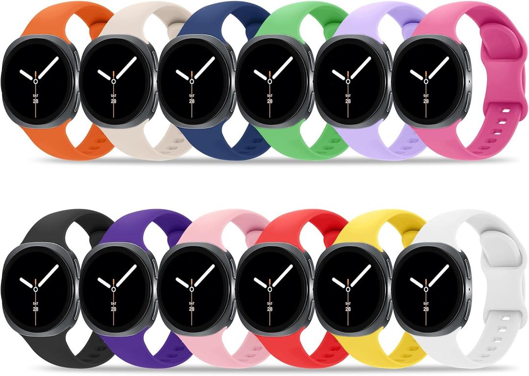 Tiorecime 12 Pack Bands Compatible with Samsung Galaxy Watch 8 40mm 44mm/Galaxy Watch 8 Classic 46mm/Galaxy Watch Ultra 47mm Band for Women Men, No Gap Soft Silicone Sport Breathable Replacement Strap
