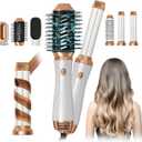 Hair Dryer Brush, 6 in 1 Upgrade Detachable Blow Dryer Air Styler Wrap Curler, Hot Air Brush Curly Twist Curling Iron, Travel Hair Styling Tool Negative Ion Blow Dryer Hot Styler