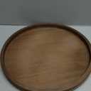 Hanobe Large Round Decorative Tray: Farmhouse Neutral Coffee Table Decor Wood Beaded Trays Vintage Ottoman for Home Counter Living Room (17.7", Brown)