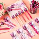 Epakh 30 Set Breast Cancer Awareness Gifts Pink Ribbon Butterfly Ballpoint Pens Bulk and Inspirational Bookmarks Breast Cancer Accessories for Women Public Events Charity Welfare Party Supplies