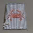 Coastal Beach Crab Spiral Notebook Journal 5.5x8.3, Ocean Beach Journals for Writing, Crab Gifts, Blue Striped Ocean Hardcover Notebooks for Note Taking