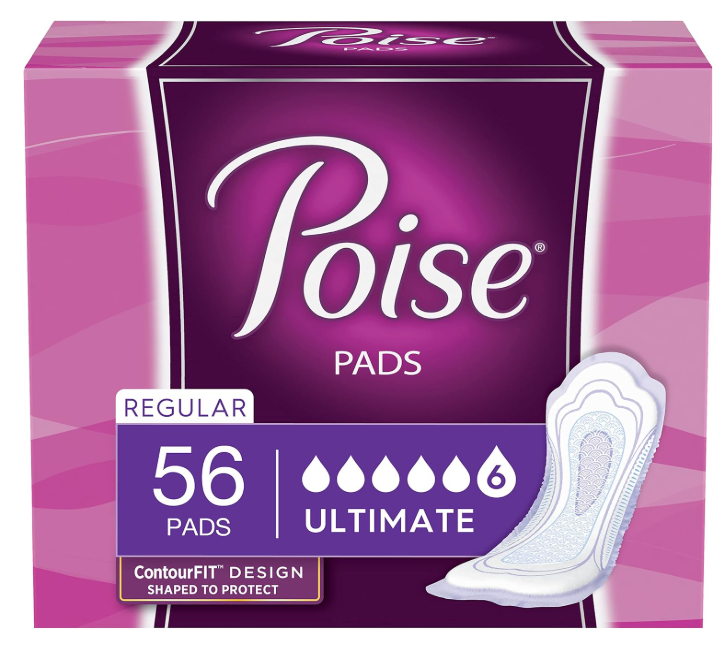 Poise Incontinence & Postpartum Pads for Bladder Leaks, 6 Drop Ultimate Absorbency, Regular Length, (2x56) 112 Count