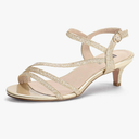 IDIFU Women's Dressy Strappy 2 Inch Low Kitten Heel Open Toe Sandals Dress Shoes for Woman Lady in Bridal Dance Evening 9.5