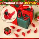 5 x 40 Pcs Mini Resin Cardinal Birds, Tiny Red Bird Animals Figurines Christmas Ornaments for Crafts Miniature Fairy Garden Micro Landscape Xmas Gifts Parties Christmas Decorations Home Decor