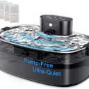 No Pump Wireless Cat Water Fountain,112oz/3.3L Whisper Quiet Pet Water Fountain, Easy-to-Clean for Cat Drinking with 3-Pack Replaceable Filters,Stainless Steel Tray, for Cats, Dogs