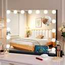 Vanity Makeup Mirror with Lights,Hollywood Vanity Mirror with 3 Color Modes,Lighted Vanity Mirror with Dimmable LED Bulbs &10X Magnification for Desk,Bedroom,Tabletop (Black, 22.8" x 18.1")