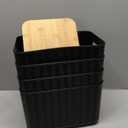 Ohmlove 4 Packs Storage Bins with Bamboo Lids  Plastic Storage Containers with Lids Stackable Storage Box: Storages Baskets for Organizing Desktop Closet Playroom Classroom Office, Black