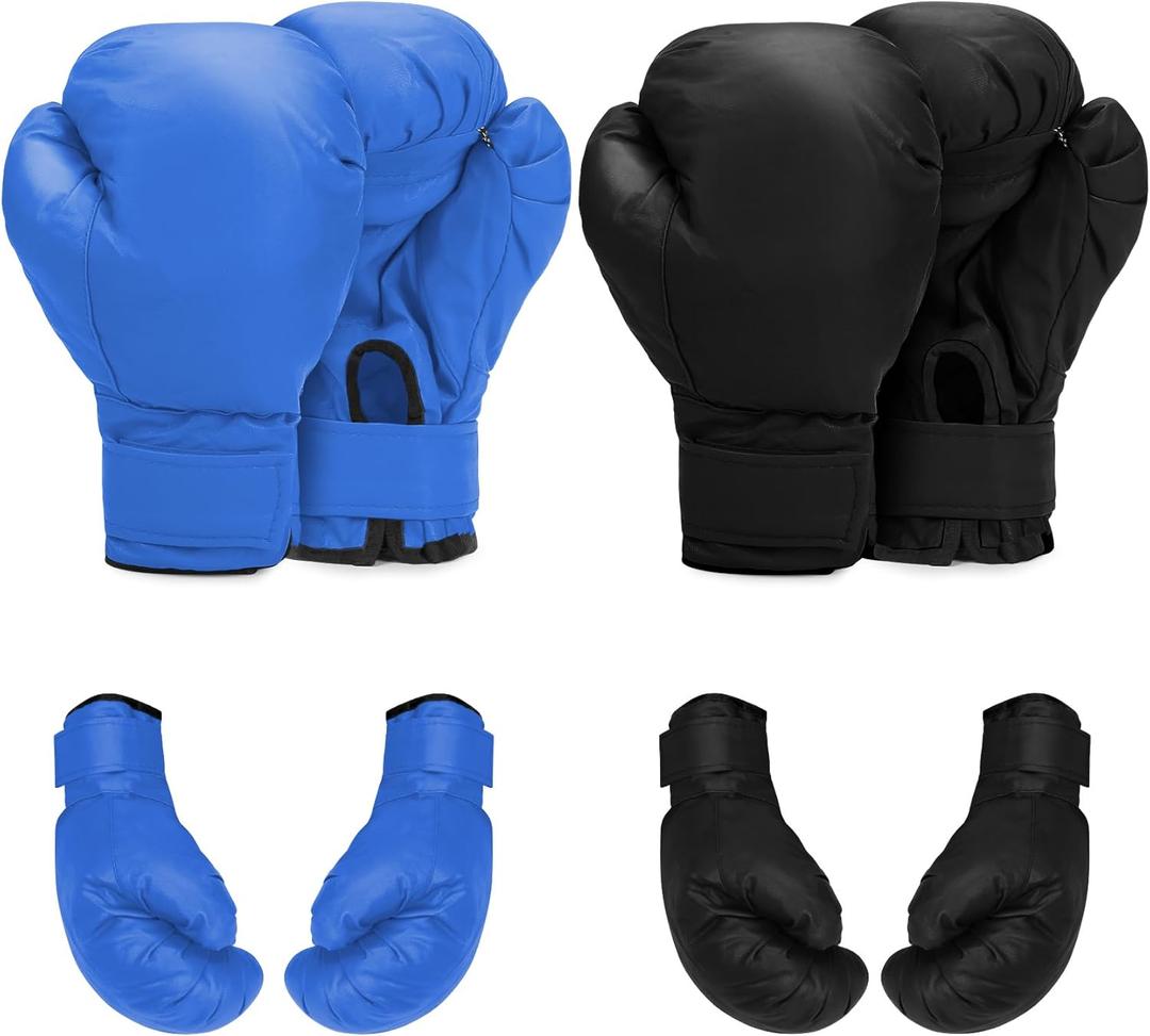 2 Pairs Boxing Gloves for Beginners & Kids, Boxing Training Gloves Suitable for Men & Women, Lightweight Shockproof Gloves for Training & Practice (Blue+Black)
