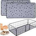 Fostanfly Non-Slip Washable Pee Pads for Dogs, 2 Pack 24"x47" Guinea Pig Cage Liner Ultra-Absorbent and Leak-Proof for Small Animal Guinea Pigs Rabbit Bunny Hamster (Gray)