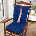 idee-home Rocking Chair Cushion, Glider Rocker Replacement Cushions, Waterproof Wicker Chair Cushions Indoor/Outdoor, Tufted Patio Seat Pads for Rocker Furniture, 21x17 Inch, Dark Cerulean
