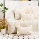 Holibeat Fluffy Dot Christmas Pillow Covers Xmas Decorative Throw Pillowcases (Beige, 20" x 12" (Pack of 2))