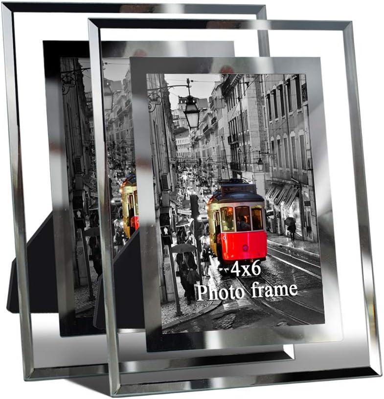 Giftgarden 4x6 Picture Frame Glass Modern 4 by 6 Photo Frames Friends Gifts for Tabletop Display, 2 Pack