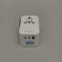 Universal Travel Adapter, International Travel Plug Adapter with 2 USB-C(PD 20W)  1 USB-A Ports, All in One Portable Adaptor, for USA, UK, EU, AU  224+ Countries (White) US