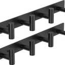 PMMASTO Coat Rack Wall Mounted, 4 "T Shaped Wall Hooks for Hanging, Heavy Duty Stainless Steel Coat Hook Rail for Hat Towel Robes in Bathroom Kitchen Mudroom Entryway (Black, 2PC)