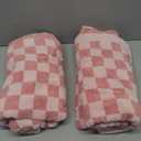 REDKISS 2 Piece Pink Checkered Bath Towels Set - 27x55 Highly Absorbent 600GSM Pink Cotton Towels for Bathroom Decoration, Retro Checkered Design