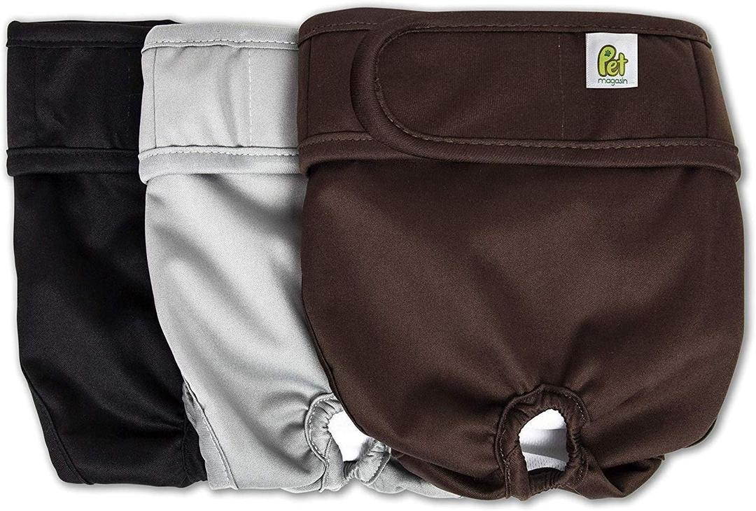 Pet Magasin Super Absorbent Reusable Dog Diapers for Females (3-Pack) - Ideal Heat Solution, Washable Doggie Diapers for Female Dog - Perfect Doggie in Heat & Period (Original, XS (10-12 Waist))